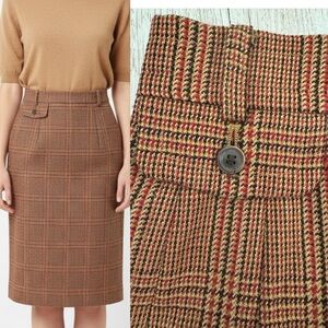 NWT Etienne Aigner 100% Virgin Wool Plaid Skirt size US 4